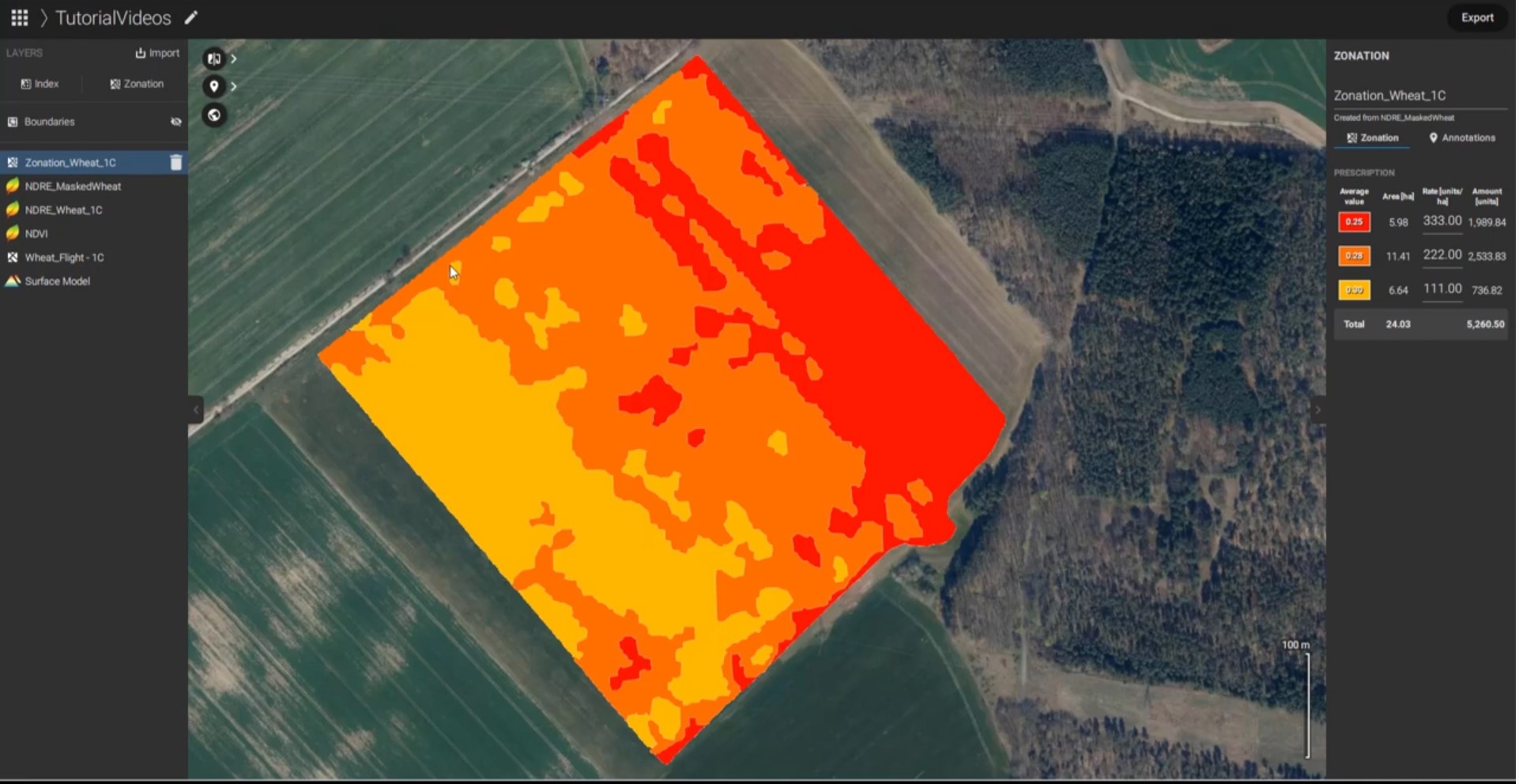 Pix4D Fileds zonacijska i aplikacijska mapa